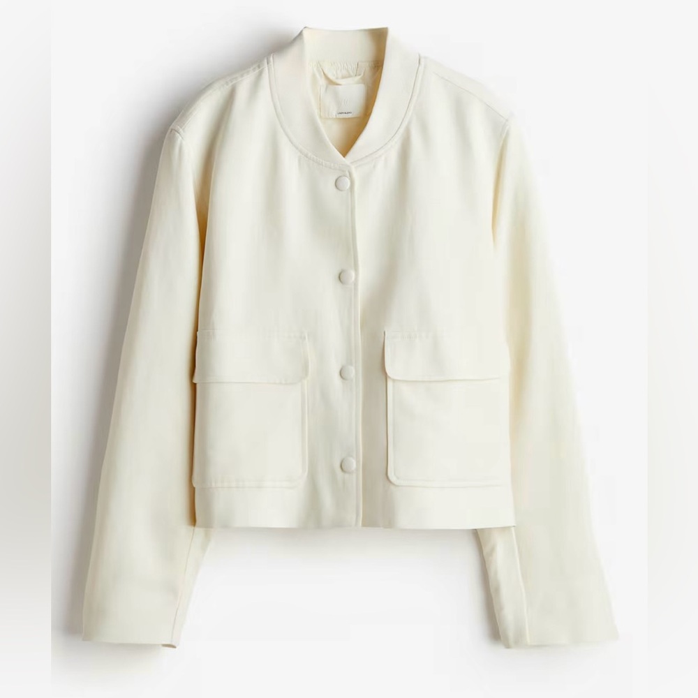 H&M LINEN BLEND BOMBER JACKET NWT